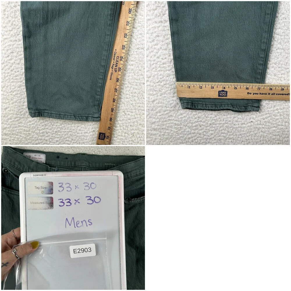 Gap GapFlex Straight Jeans Mens 33x30 Medium Wash Green Denim Stretch Zip Fly